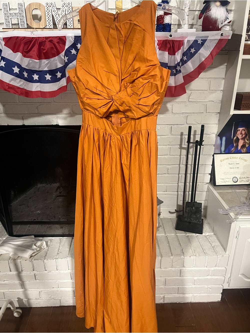 Twist-Front Orange Sleeveless Maxi Dress w/ Pockets!!!